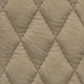 Quilted leather texture in taupe features a diamond pattern with raised stitching, displaying a natural grain and subtle three-dimensional effect.